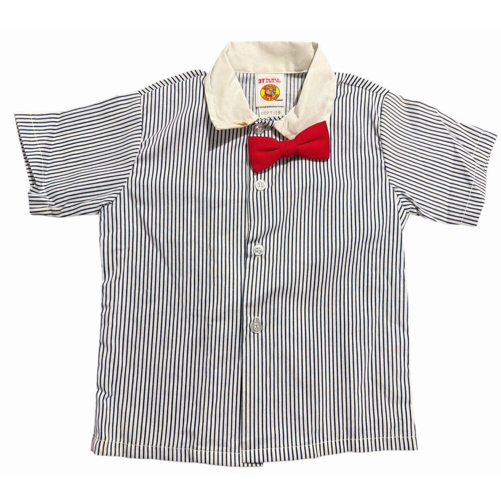 Vintage Disney Winnie the Pooh‎ Boys Shirt 3T Striped Bow Tie Made USA